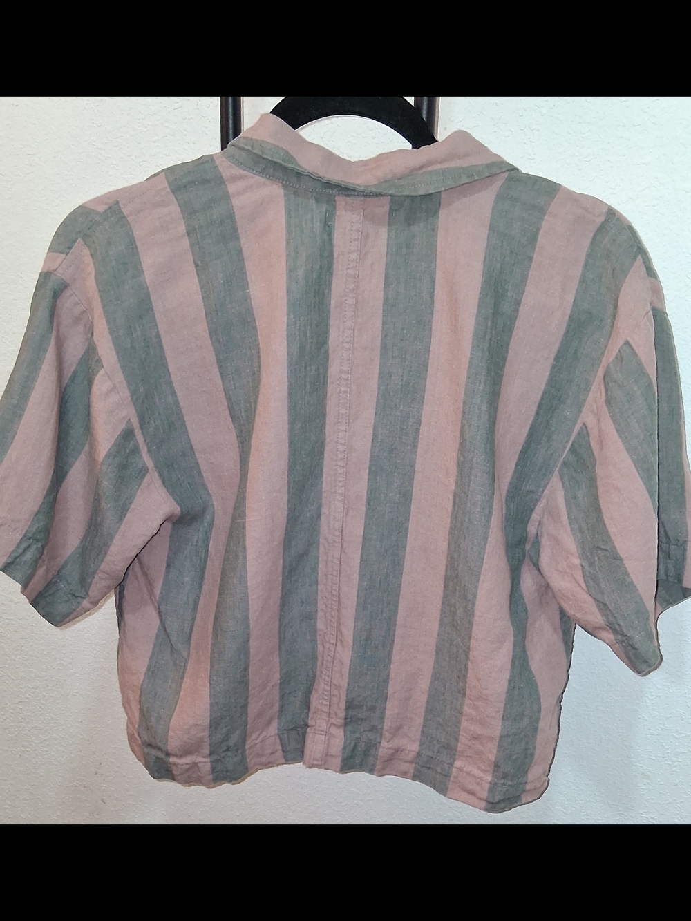 Madewell Pink & Gray Striped Button-Front Crop Top - Picture 2 of 3